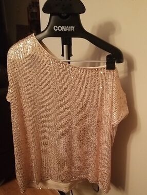 torrid Sequin One Shoulder Top Rose Gold 2
